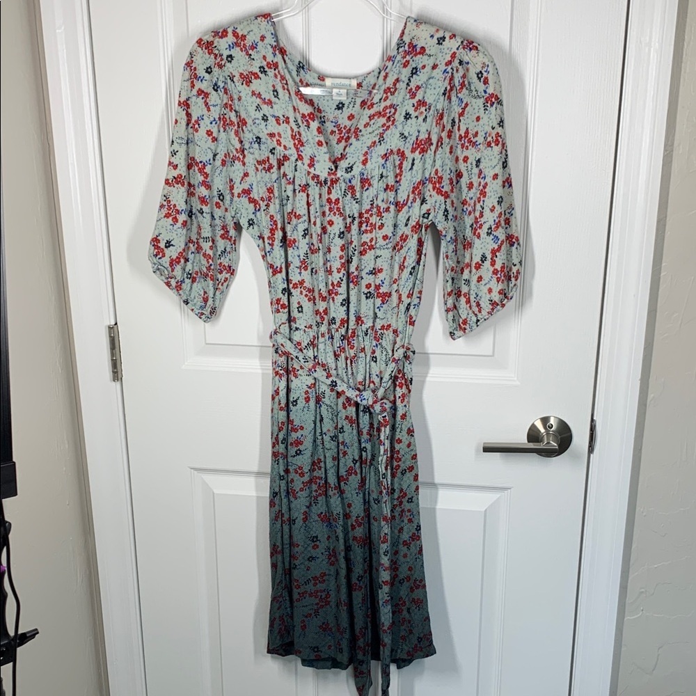 Sundance blue and red floral peasant dress size small